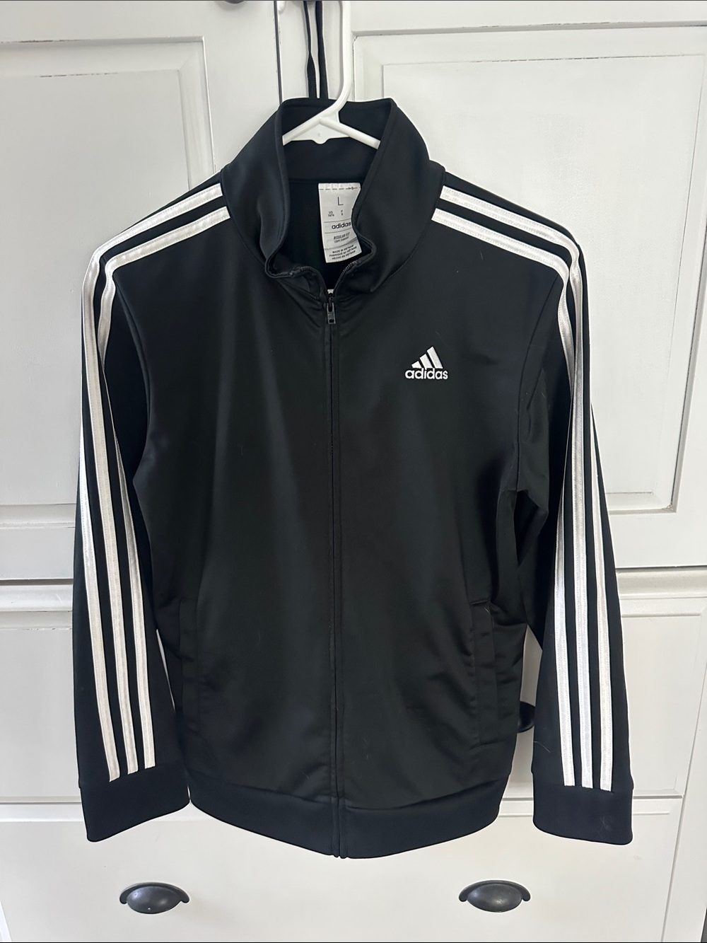 adidas Black Jacket with White Three-Stripes
